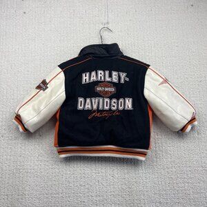 VTG Harley Davidson Kids Reversible Varsity Bomber Jacket Embroidered Size 3T